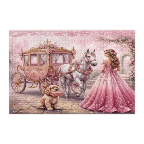 Rompecabezas de madera de 1000 piezas con diseño de Cocker Spaniel y carruaje de boda para adultos