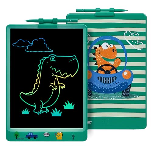 DYNASONIC (DYNA-PM Dinosaurio) Tableta escritura LCD color de 10 pulgadas para niños. Pizarra...