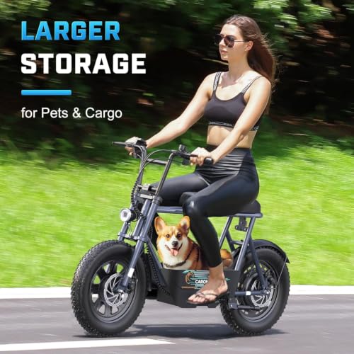 Image of Caroma Peak 1200W Electric Scooter with Seat, 16 inch Fat Tire Electric Dirt Bike, Max 30Miles Ranges, Top Speed 20Mph, Electric Motorcycle Mini Bike with Basket for Pets & Cargo, UL 2272 Certified