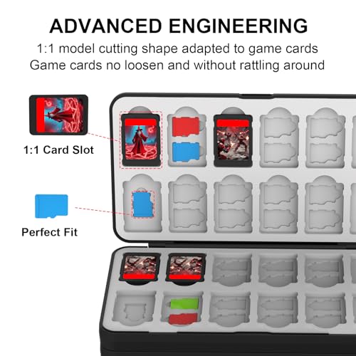 Image of QuoLumPIA 96 Game Case - for Nintendo Switch 2 /OLED /Lite Cartridge storage with 96 Game Card Slots & 160 Micro SD Card Slots, Black, Hard Shell, Silicone Lining, Magnetic snap, Travel, Gift, Party
