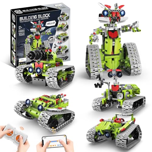 OUTOGO 5 in 1 STEM Robot Building Kit with APP Remote Control, 705 PCS Engineering Robot Toys for Kids Age 8-16, Science Coding RC Robotics Kit Birthday Gifts for Boys Girls 6 7 8 9 10 11 12