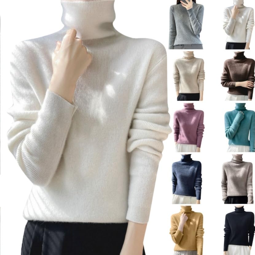 Turtleneck Sweater for Women Knit Slim Fit Long Sleeve High Neck Sweater Fall Winter Trendy Thermal Plain Casual