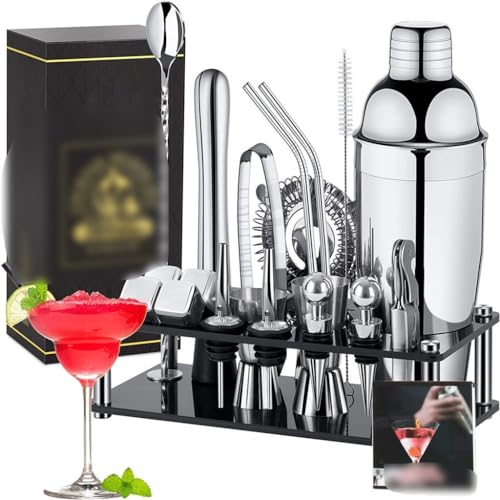 Set coctelera con utensilios de bartender acero inox 17 piezas miniatura 3
