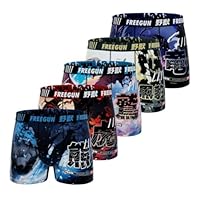 FREEGUN Boxer Homme Japanime, Caleçon Homme Anime, Respirant et Ultra-Doux (Lot de 5) M