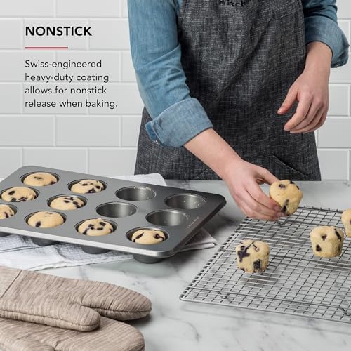 KitchenAid 12-Cup Nonstick Aluminized Steel Muffin Pan, Contour Silver - Thumbnail 2