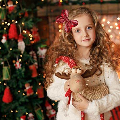 Wllhyf 2 Pcs 5Inch Sequin Hair Bows Clips, Sequins Large Bows Alligator Hair Clip Hair Barrettes For Girls Toddlers Kids Teens Student Birthday Hairpins Party Gift (Red) #TOP4