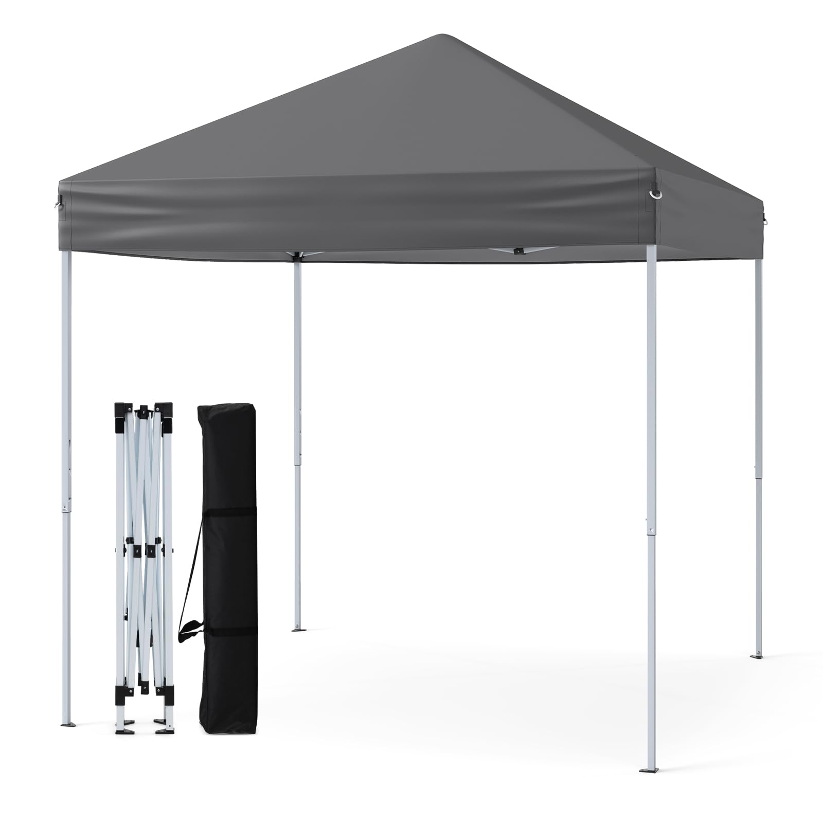 COSTWAY 2m x 2m/3m x 3m Pop up Gazebo, 3-Position Height Adjustable Commercial Instant Canopy Tent with Carry Bag, Garden Patio Sun Shelter for Camping BBQ Party (Grey, 201 x 201 x 220-240 cm)