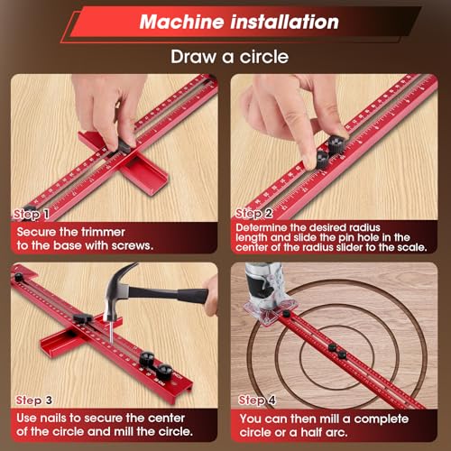 Router Milling Groove Bracket, Rotatable Milling Router Circle Cutting Jig Guide Cabinet Hardware Jig, Universal Aluminium Adjustable Cabinet Template Tool with Metric Scale for Woodworking Benches 7 Router Milling Groove Bracket, Rotatable Milling Router Circle Cutting Jig Guide Cabinet Hardware Jig, Universal Aluminium Adjustable Cabinet Template Tool with Metric Scale for Woodworking Benches - Image 7