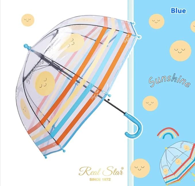 Image of Rainbow Smiling Sun Umbrellas Children Magic Cloud Transparent, See through Dome Umbrella for Children, Umbrella for Girls and Boys, Umbrella for Kids