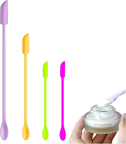 UPTOZOBLY Juego de 4 mini espátulas de silicona de 3 tamaños doble extremo endurecido espátula de última gota para belleza y cocina mezclada