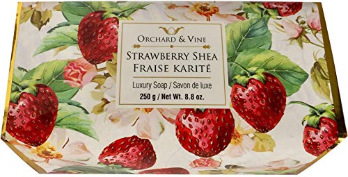 Orchard & Vine Luxury Bath Cleanser Plant Based All Natural Soap 8.8 Ounce Bar (Strawberry Shea)