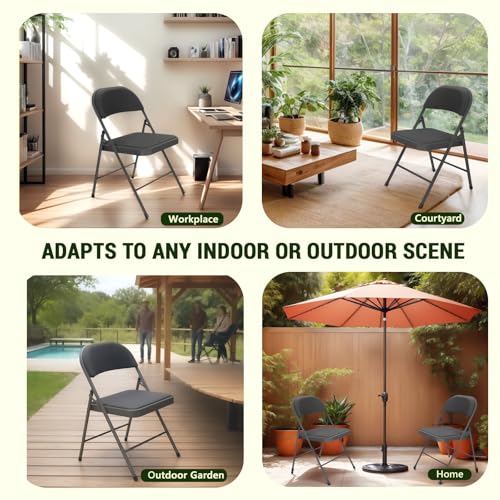 Folding Chair 4 Pack, Comfy PU Leather Padded Folding Chairs for Outside and Indoor, Heavy Duty Portable Foldable Metal Commercial Seat for Home Office, Dorm, Party, Backyard, Lawn, Patio - Image 7