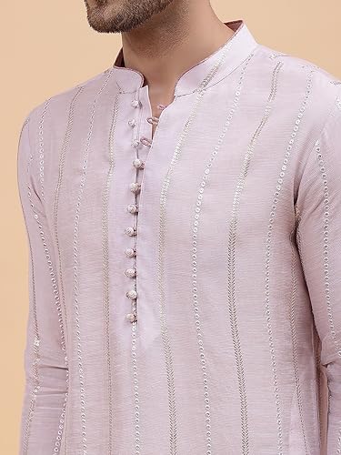 Image of See Designs Pink Regular Fit Striped Kurta