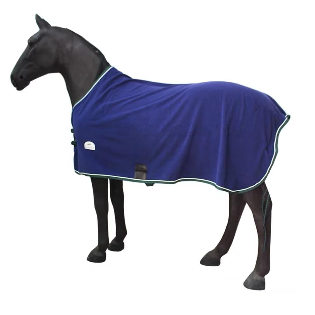 Soft Polar Fleece Horse Blanket Horse Exercise Sheet,Comfort Fleece Contour Cooler,Perfect for Baths, Training, Horse Shows,Blue 72"