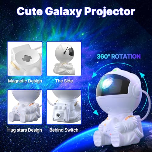 Mexllex Astronaut Galaxy Projector, Star Projector Night Light, Spaceman Light Projector with Remote Control, USB Powered 360° Adjustable Space Buddy Projector for Kids Bedroom Adults Room