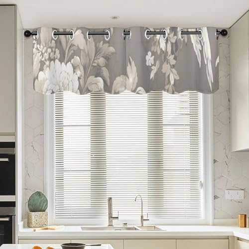 luckluccy Uppsättning av två asiatiska gardinkappor brun fransk lantlig toile blommor kök gardiner dynasti fönsterbehandlingar lyxiga gardinkappor för fönster sovrum privat dekor 132 x 45 cm