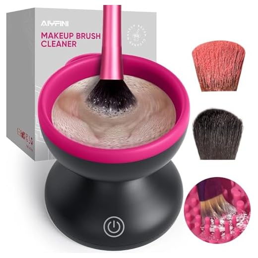 Electric Makeup Brush Cleaner Machine - Alyfini Portable Automatic USB Cosmetic Brush Cleaner Tools for All Size Beauty Makeup Brushes Set (Black)