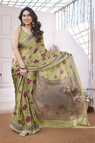 Image of MIRCHI FASHION Saree for Woman Chiffon Floral Printed | Lightweight Daily Wear Women's Sari with Unstitched Blouse Piece (Available in 20 Colors)