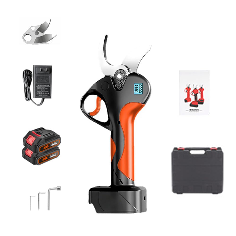 Tijeras de podar para ramas gruesas con motor eléctrico extensible y dos baterías de litio