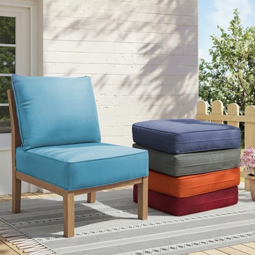 Image of 6 inch Thick Outdoor Chair Cushions - 24 inch* 24 inch Patio Furniture Cushions with Water Resistant & Removable Cover, 28D High Density Sponge Patio Cushion for Outdoor Furniture Couch Chair Light Blue