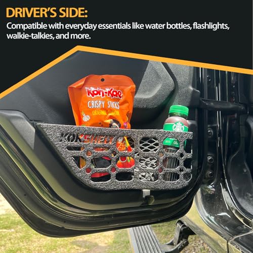 Image of Rear Door Metal Pocket Molle Panels Compatible with 2018-2025 Wrangler JL 4 Door Only & 2020-2025 Gladiator JT | Textured Black| Steel Storage Box Replaces The Weak Saggy Net