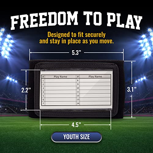 gsm brands quarterback qb play wristband - youth size - pro football armband playbook - 10 pack black