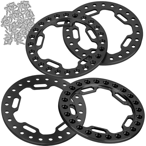 BRCatWPark Metal 1.9 Beadlock Wheels Replacement Ring for 1/10 TRX4 Axial SCX10 90046 90047 Crawler RC Car,4Pcs RC 1.9 Beadlock Wheels Replacement Ring,Black