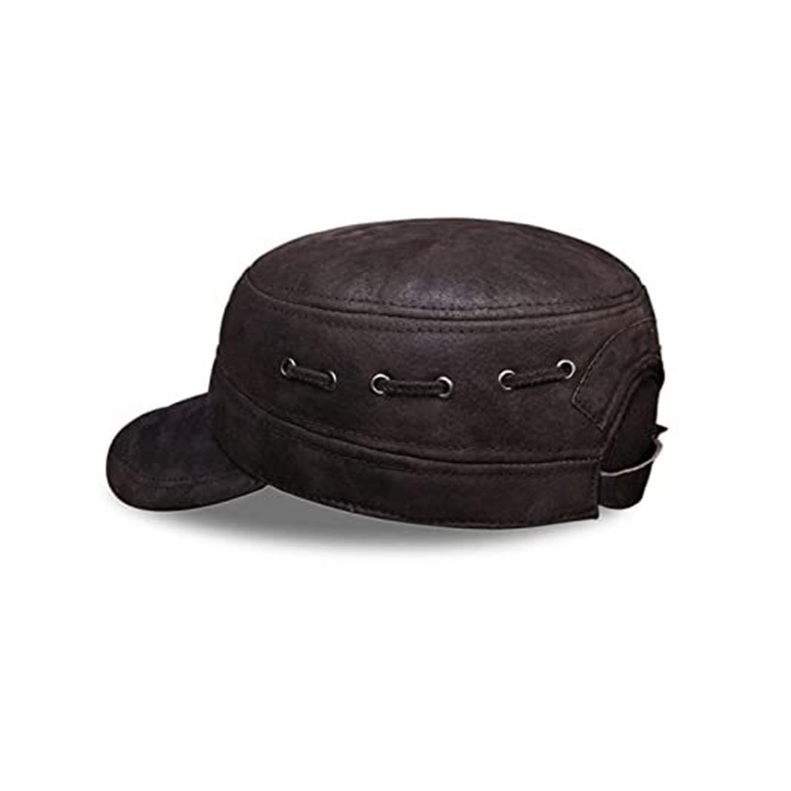 Men's Genuine Leather Baseball Cap - Warm Winter Flat in Camel, Real, Suitable for All Seasons