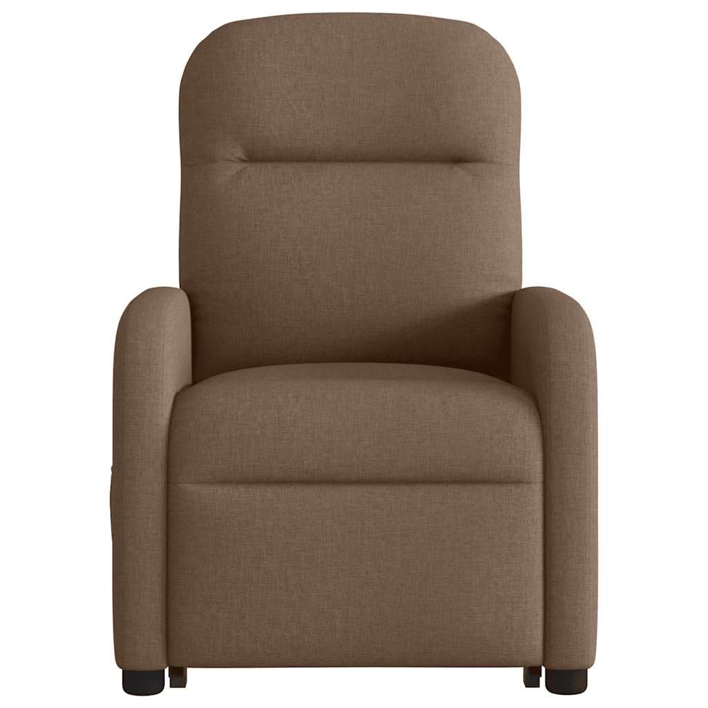 Poltrona massaggiante con supporto per alzarsi, tessuto marrone, poltrona relax elettrica con massaggio a 6 punti, funzione di riposo manuale, comoda poltrona lounge per soggiorno, camera da