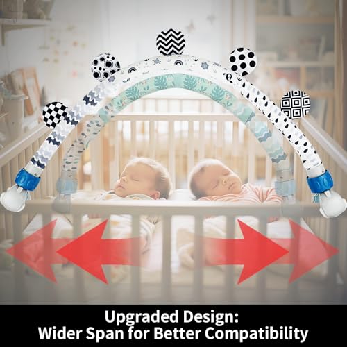 Baby Activity Travel Mobile Arch Bassinet Toy, Black and White High-Contrast Crib Toys, with Rattle and Book, Strolle,Pram and Crib Attachment with Hanging Toys (Ocean) - Thumbnail 6