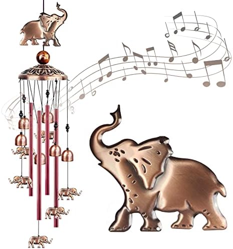 Elephant Wind Chimes for Outside, with Hook Animal Garden Decor, Outdoor Decor, Memorial Wind Chimes, Gift for Mom, Birthday Gifts for Women, Elephant Decor, Elephant Gifts for Women