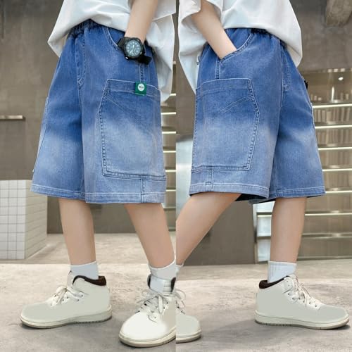 Pantalones cortos vaqueros informales de verano para niños con elástico 3