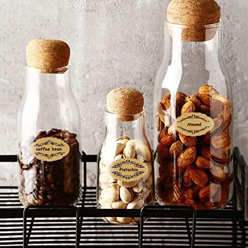 Grevosea 180 Pieces Blank Sticker Labels, Self Adhesive Spice Labels Stickers Apothecary Bottles Labels Waterproof Labels for Essential Oil Bottles with 168 Pieces Round Cap Stickers