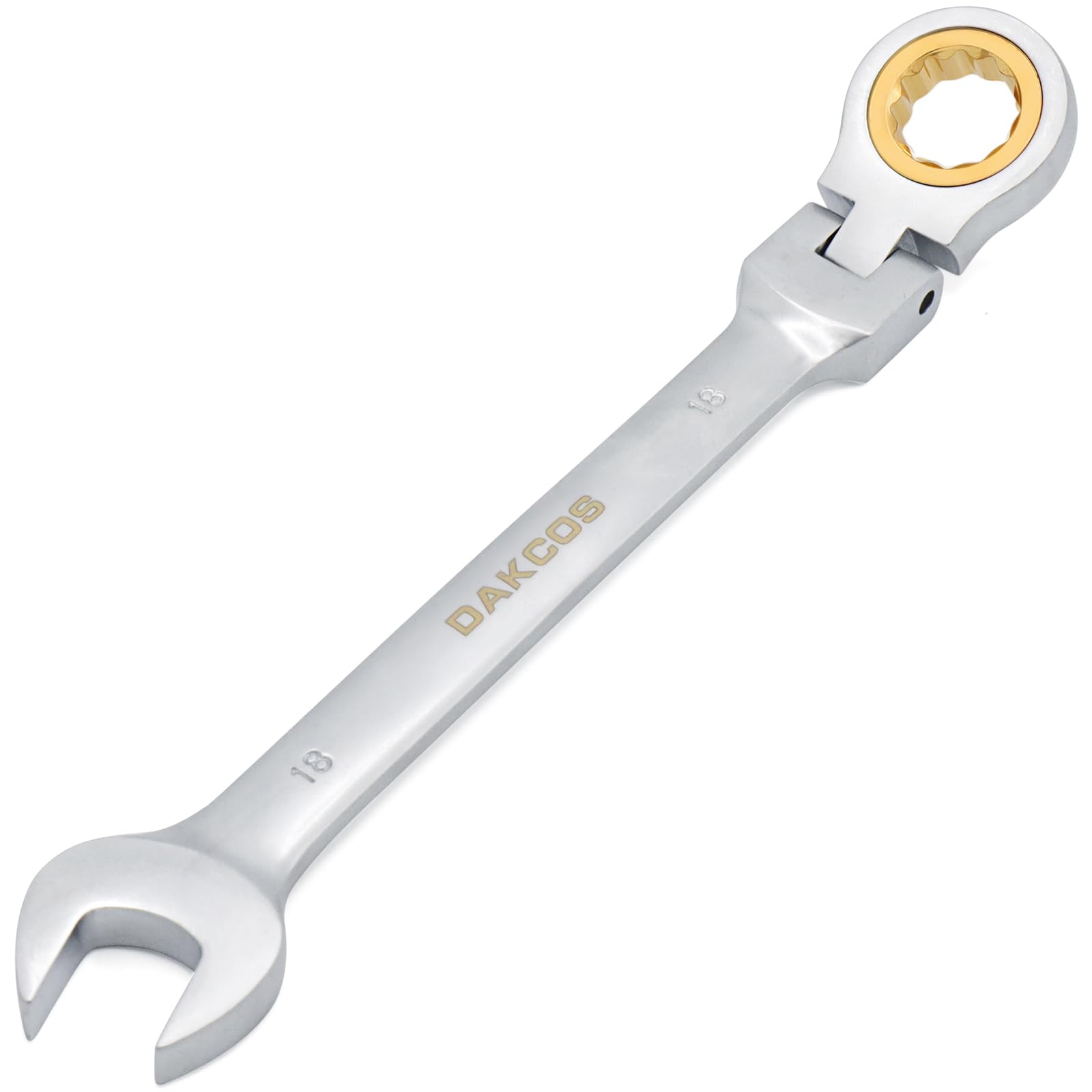 DAKCOS 18mm Flexible Head Spanner Dual Heads Ratchet Combination Wrench Spanner Chrome Vanadium Steel