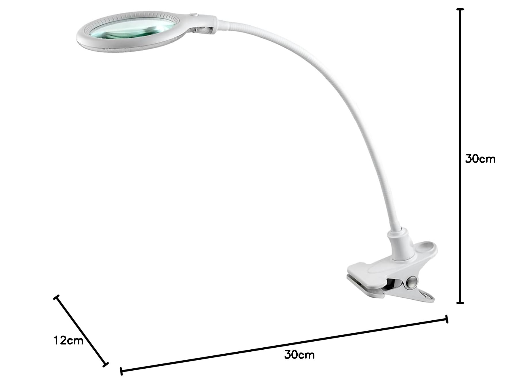 Lumeno 6805WS Lampe loupe LED à pince avec 30 LED SMD, 6 watts, 480 lumens, pour les salons de beauté, les cabinets médicaux, loupe éclairante, aide à la lecture, lampe grossissante, blanc 5 dioptries