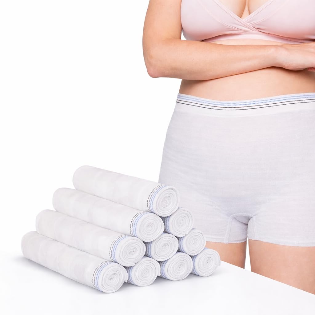 10 Pack Disposable Postpartum Underwear, Mesh Underwear Postpartum, Must Have Hospital,Provide Washable,Breathable Undies for Delivery, Surgical,Traveling