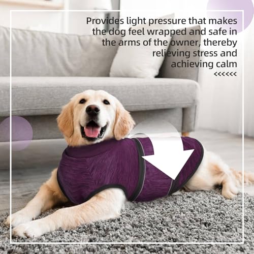 Image of Dog Anxiety Vest - Purple, Small - Soft Breathable Dog Firework Anxiety Relief Jacket for Thunderstorms, Pomeranian, Bichon, Beagle