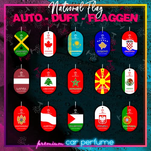 GLÜCKSBLATT Premium Autoparfüm Flagge KASACHSTAN - Luftreiniger - Hängendes Papier - ENERGY - Blau