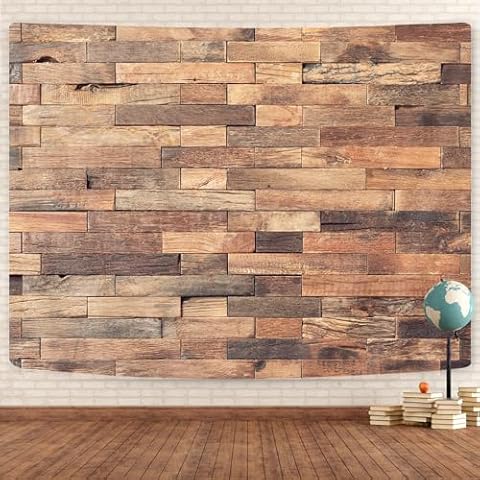 GOAOK Rustic Wood Wall Tapestry Cover