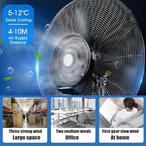 28" Outdoor Misting Fan with 11 Gallon Tank - 3 Speed Oscillating Pedestal Cooler, Ideal for Restaurant, Warehouse, Garden, Patio, Black Finish, 90° Rotation