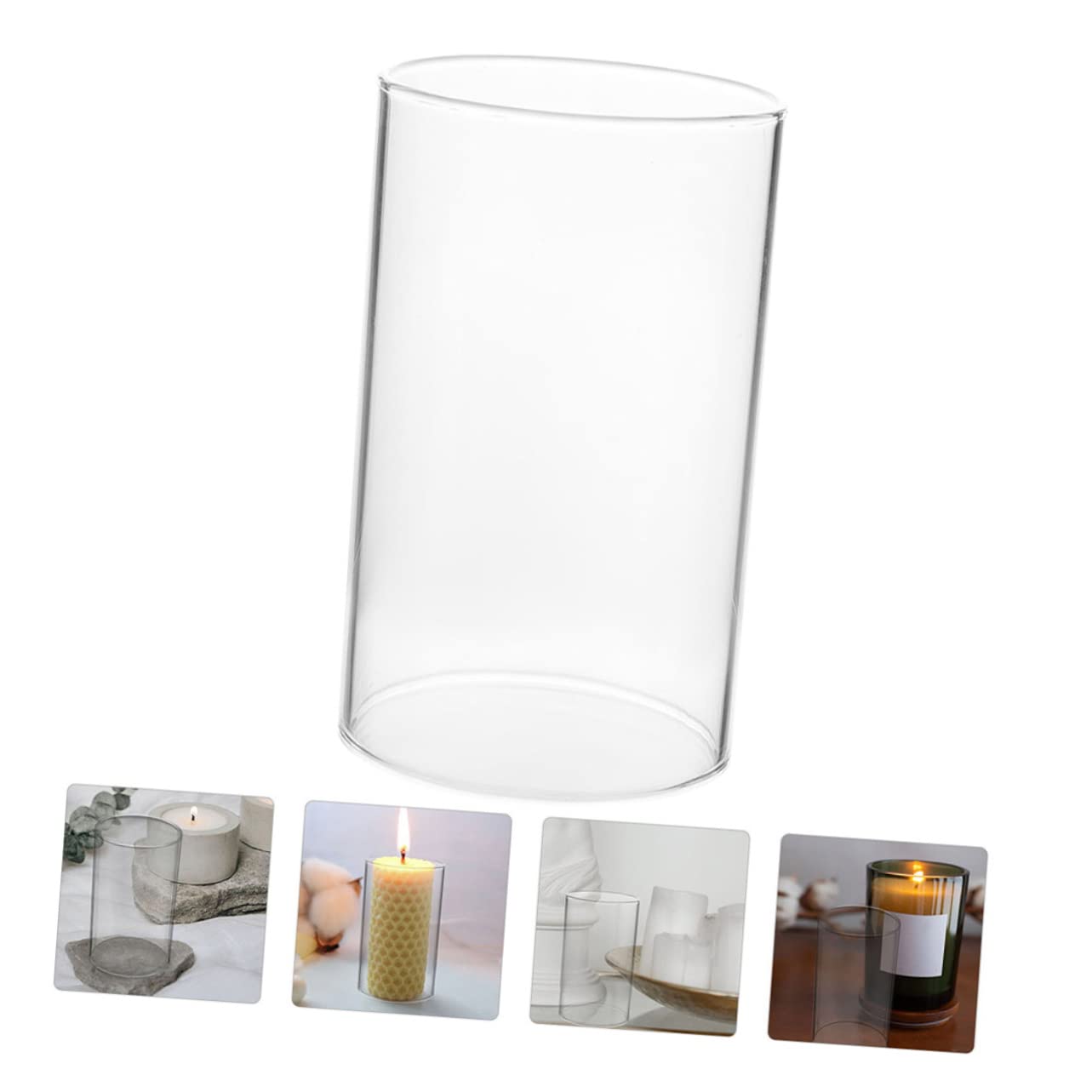 Lot De 3 Abat-jour Cylindriques En Verre Borosilicate - Pour Bougies Piliers/coniques - Hauteurs Variables