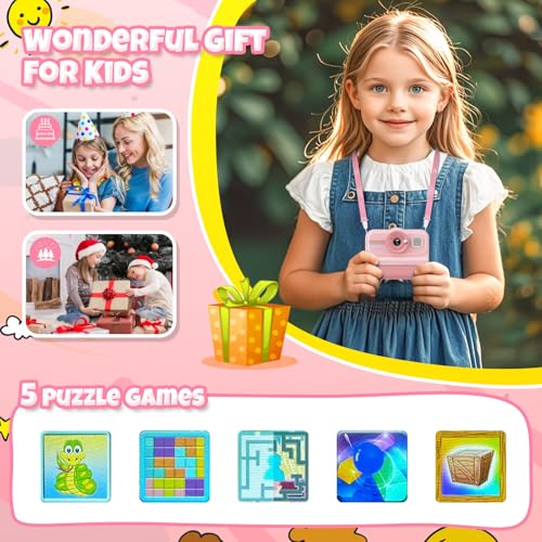 Image of HiMont Kids Camera Instant Print, 1080P HD Instant Print Camera for Kids with 3 Rolls Print Paper & 32GB Card, Selfie Digital Camera for Kid, Ideal Kid Toys Gifts for Boys & Girls Age 3-14 (Pink)