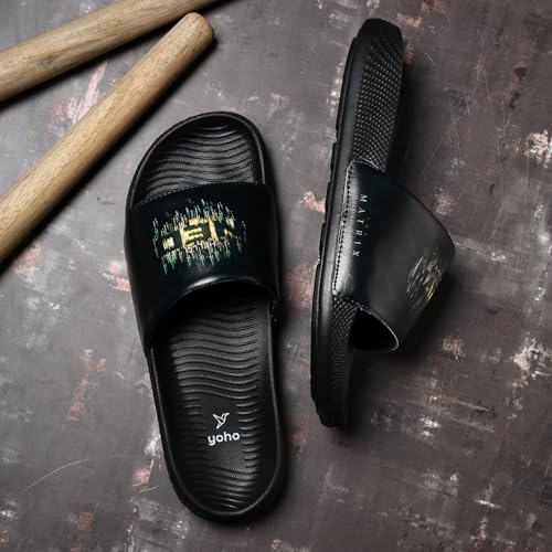 Image of YOHO Sliders for Men | Comfortable and Lightweight Slides | WB Cartoon & Comic Characters: Batman,Superman,Tom & Jerry,Rick & Morty,Big Bang Theory, Friends and Scooby Doo for Boys