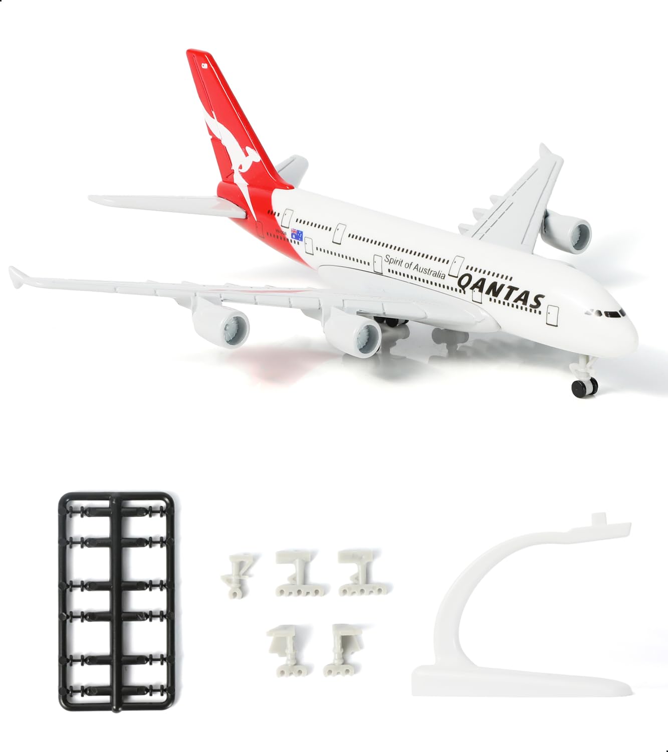 QIYUMOKE 1/400 Australia A380 Airplane Model (6 Inch Long) for Airbus A380 Aircraft Model Kit with Prefabricated Aircraft Landing Gear and Display Stand, Can be used as an Aeroplane Gift for Adults