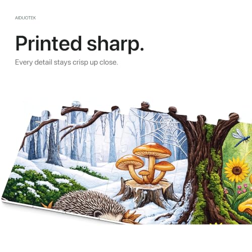 Rompecabezas de 500 Piezas – Bosque Cuatro Estaciones con Hongos y Animales del Bosque, Puzzle Relajante de Naturaleza para Adultos y Familias, 20.5 x 15 pulg, Incluye Póster miniatura 5