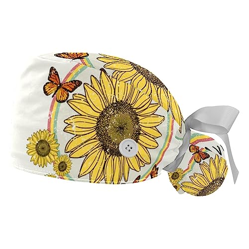 Berretti bouffant anti-transpiration VERED à motif tournesol pour femme
