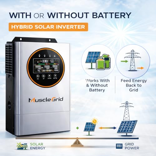 Image of MuscleGrid 6.2kW 48V Focus Series Hybrid Solar Inverter | 6500W Load Capacity | 9000W PV Input | 160A MPPT | Built-in WiFi | Pure Sine Wave | IP45 | 2026 Model