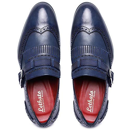 Image of Lethato Men's Wingtip Brogue Kiltie Monk Strap Loafer Dress Shoes