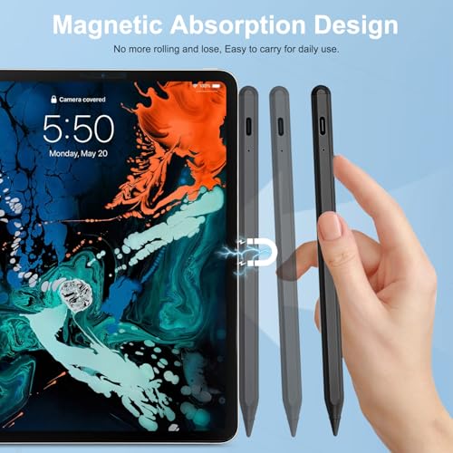 Image of Stylus Pen for iPad Apple: Fast Charge for iPad Pencil Apple Pen with Palm Rejection Tilt Sensitivity - Pen for iPad 10 /9 /8 /7 /6, iPad Pro 12.9 inch /11 inch /13 inch M4, iPad mini 6 /5, iPad Air 5 /4 /3 /M2 Black
