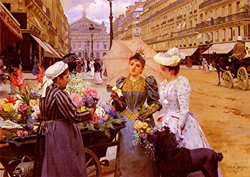 Tableaux imprimer affiche toile Marchande de Fleurs Avenue de l'Opéra Louis de Schryver
